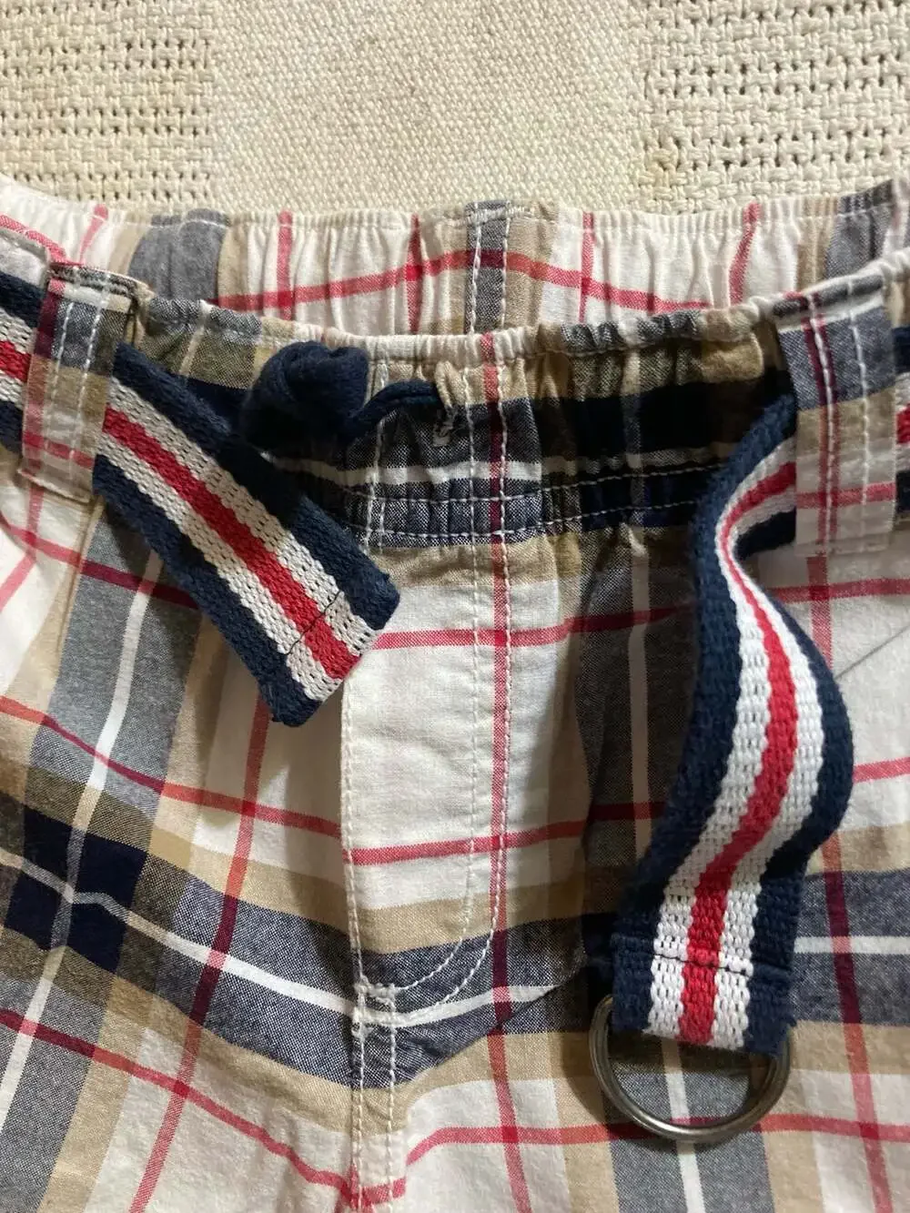 Gymboree Boys Plaid Cargo Shorts with Belt Classic Fit